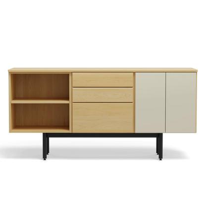 Three Unit Dresser - One 3 Mixed Drawer Unit Maple/Maple, One 2 Door Unit Maple/Beige, One Open Shelf Unit Maple