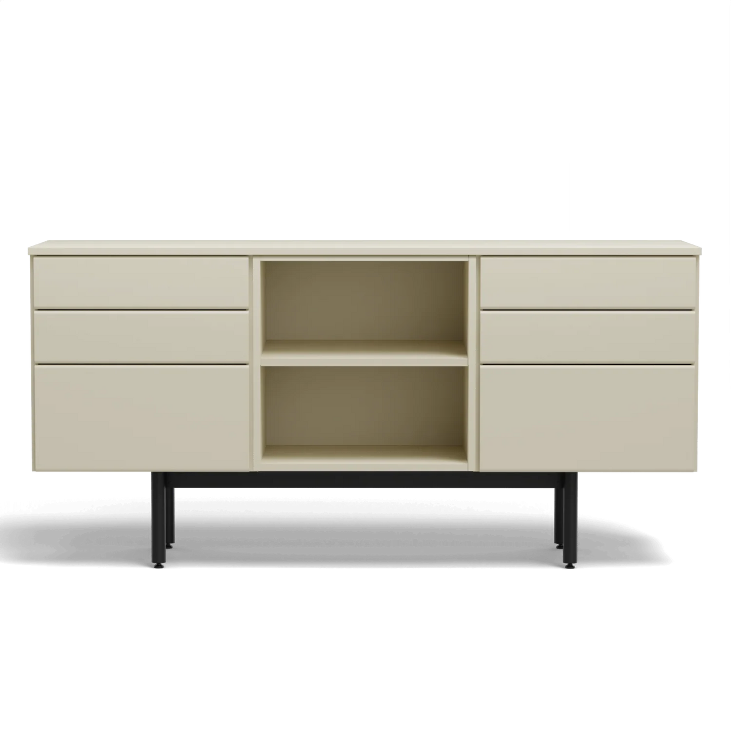 Three Unit Dresser - Two 3-Mixed Drawer Beige/Beige, One Open Shelf Beige