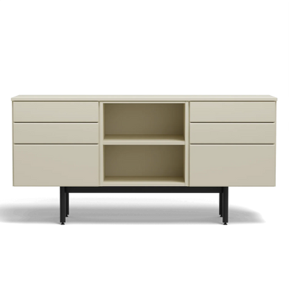 Three Unit Dresser - Two 3-Mixed Drawer Beige/Beige, One Open Shelf Beige