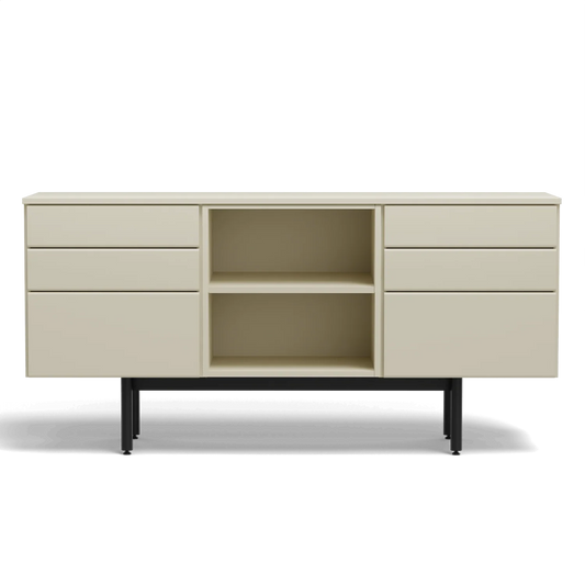 Three Unit Dresser - Two 3-Mixed Drawer Beige/Beige, One Open Shelf Beige