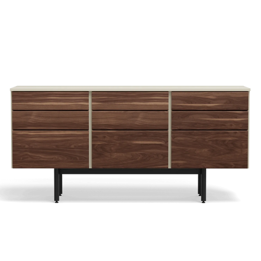 Three Unit Dresser - Three 3 Mixed Drawer Unit Beige/Walnut