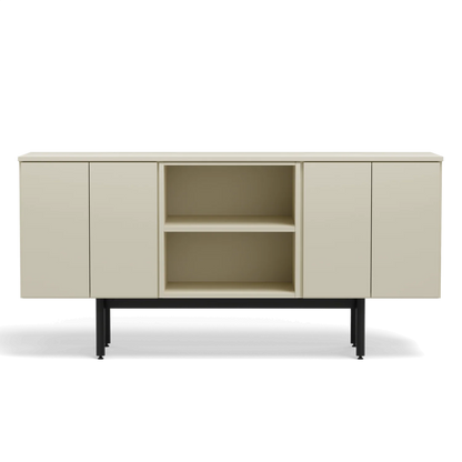 Three Unit Dresser - Two 2 Door Unit Beige/Beige, One Open Shelf Unit Beige