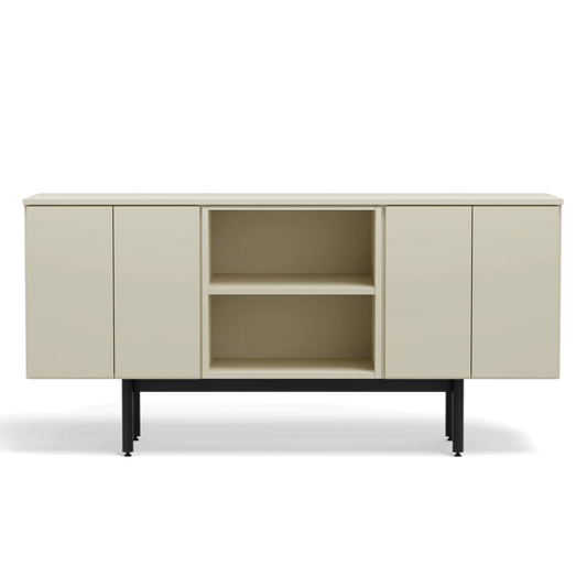 Three Unit Dresser - Two 2 Door Unit Beige/Beige, One Open Shelf Unit Beige